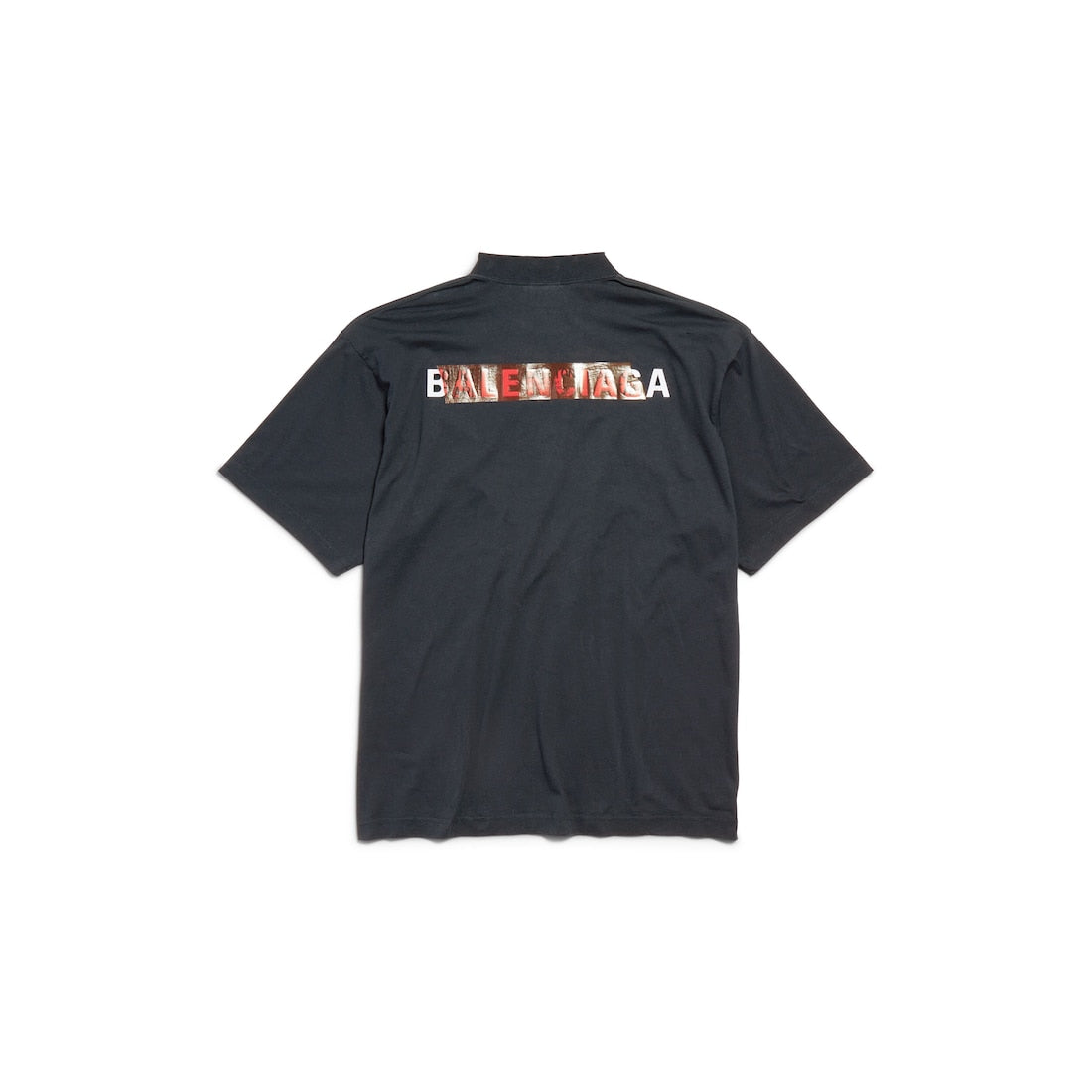 MEN'S TAPED BALENCIAGA BACK T-SHIRT MEDIUM FIT IN FADED BLACK/WHITE/RED