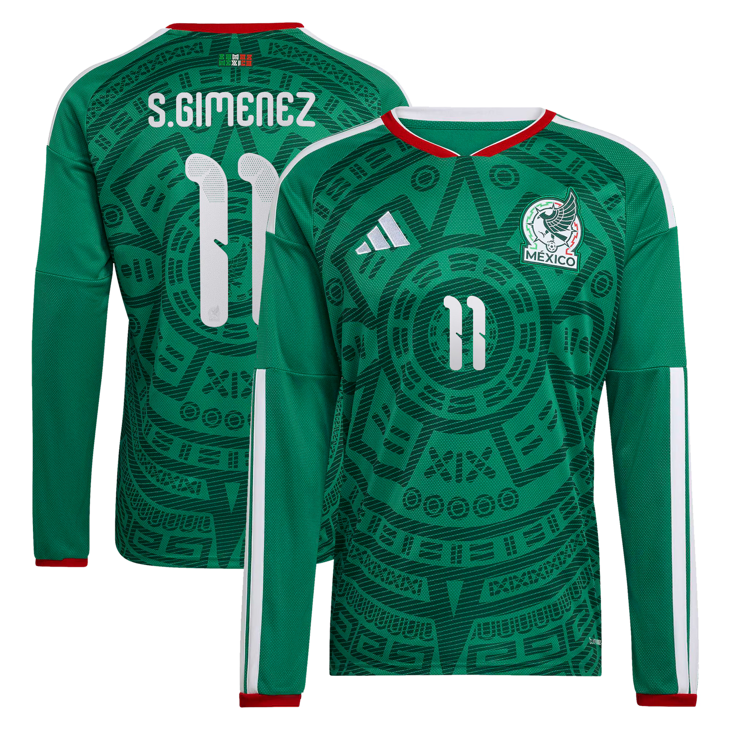 Santiago Gimenez Mexico National Team 2026 Home Replica Long Sleeve Jersey - Green