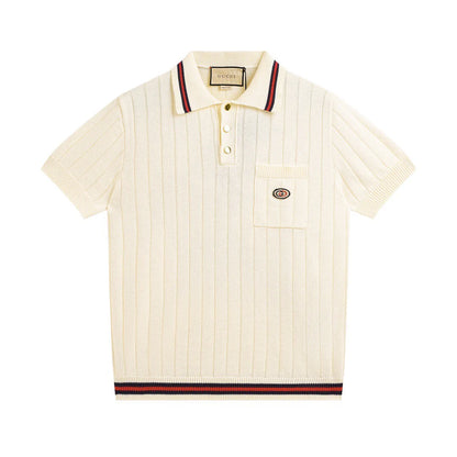 250318 New high quality pocket striped knit POLO