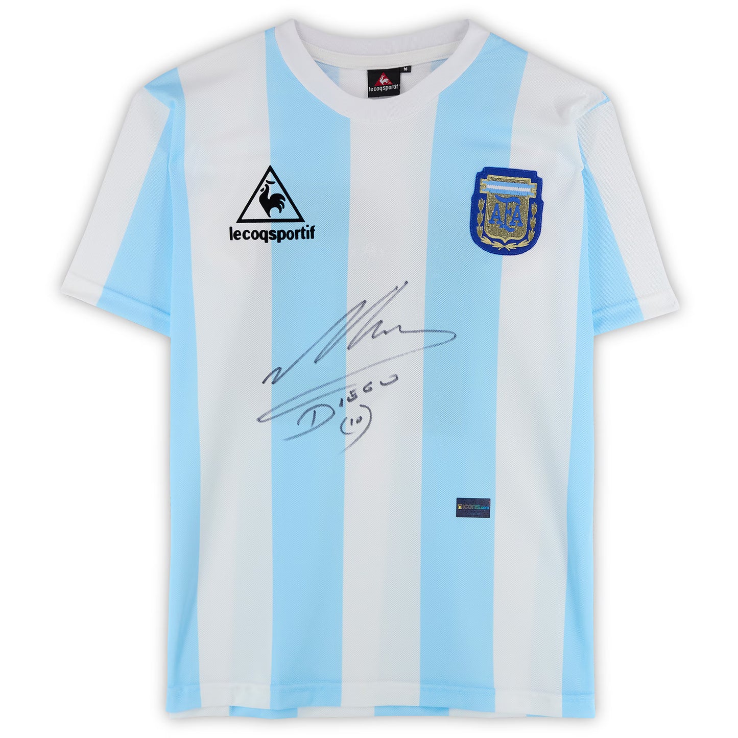 Diego Maradona Argentina National Team Autographed Fanatics Authentic Blue/White Home Jersey - Front Signature