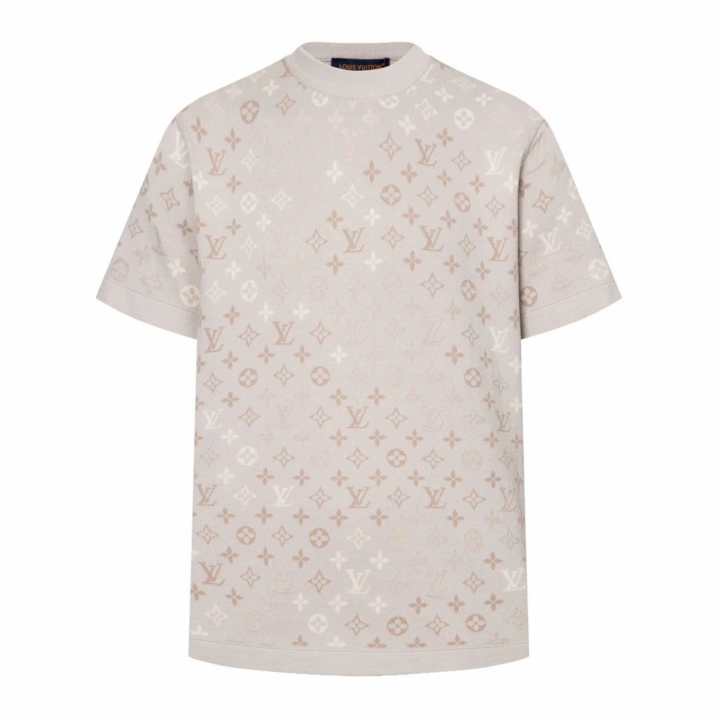 060311 New high-quality gradient-color woven-print jacquard wool blend round-neck T-shirt