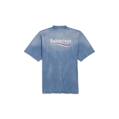MEN'S POLITICAL CAMPAIGN T-SHIRT MEDIUM FIT IN FADED BLUE/WHITE/RED