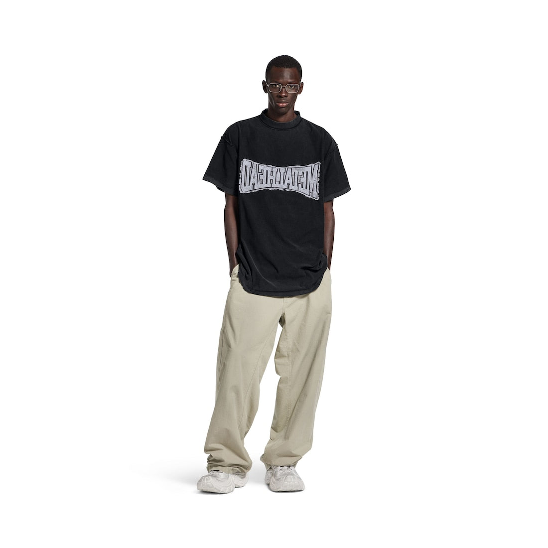 MEN'S METALHEAD INSIDE OUT OVERSIZED T-SHIRT IN FADED BLACK