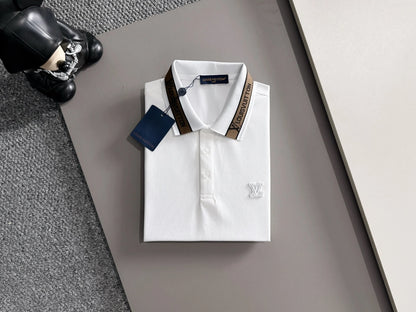 260511 New high-quality embroidered neckline jacquard patchwork design Polo shirt