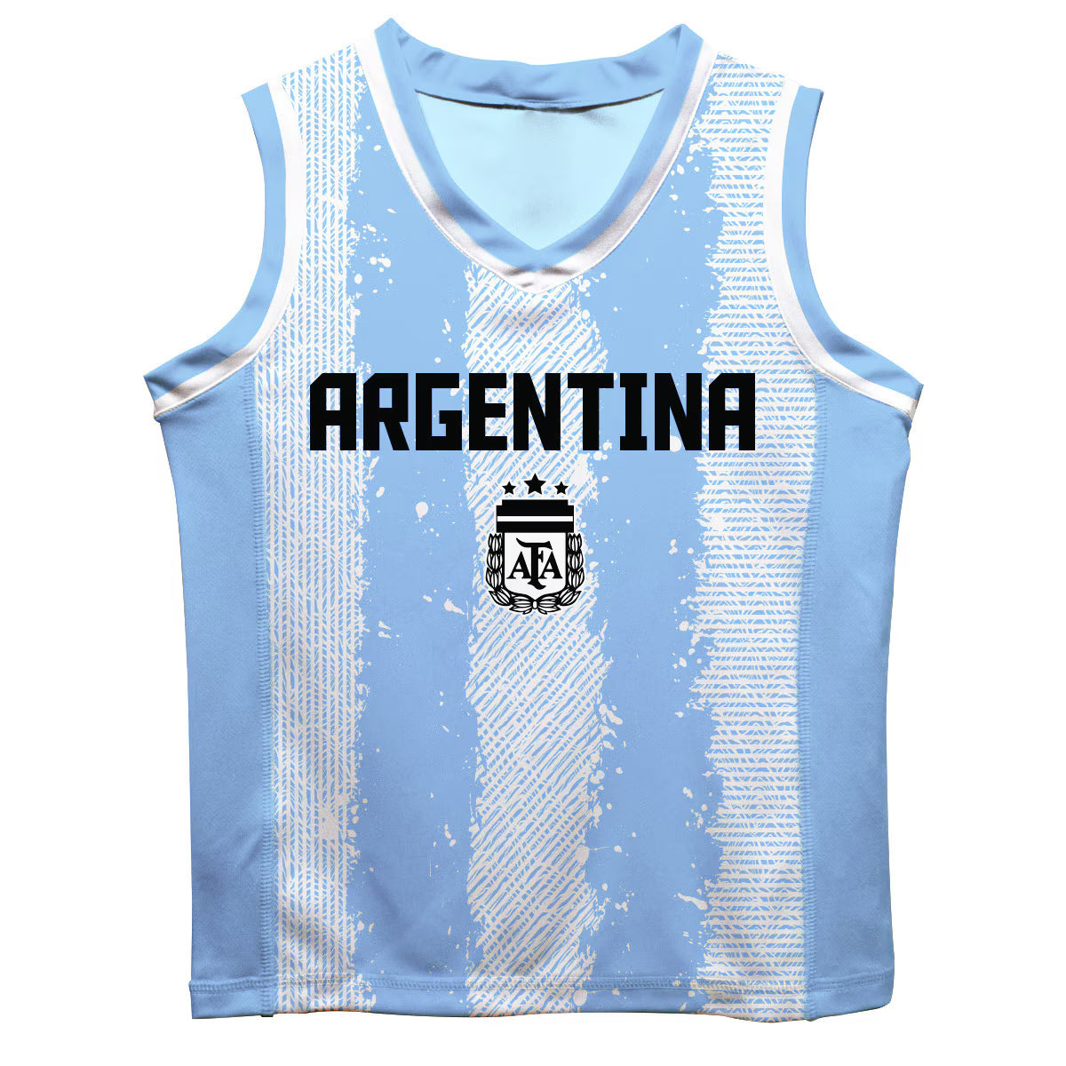Lionel Messi Argentina National Team Vive La Fete Youth Painted Stripes Basketball Jersey - Light Blue