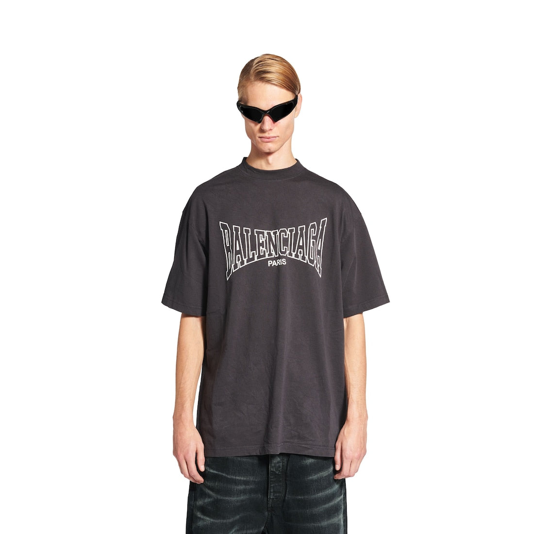 MEN'S BALENCIAGA BOXING T-SHIRT MEDIUM FIT IN BLACK FADED