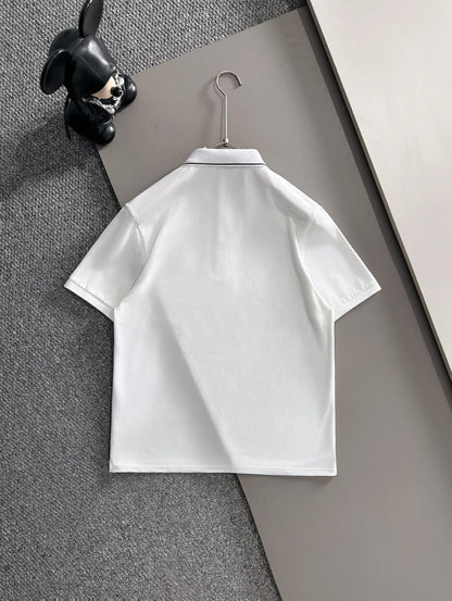 260511 New high-quality embroidered neckline jacquard patchwork design Polo shirt