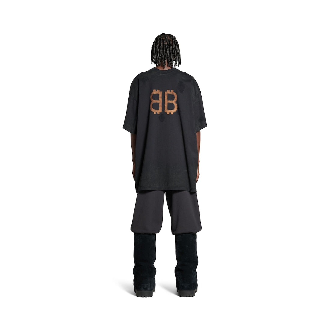MEN'S PARIS MOON DOUBLE FRONT T-SHIRT OVERSIZED IN BLACK