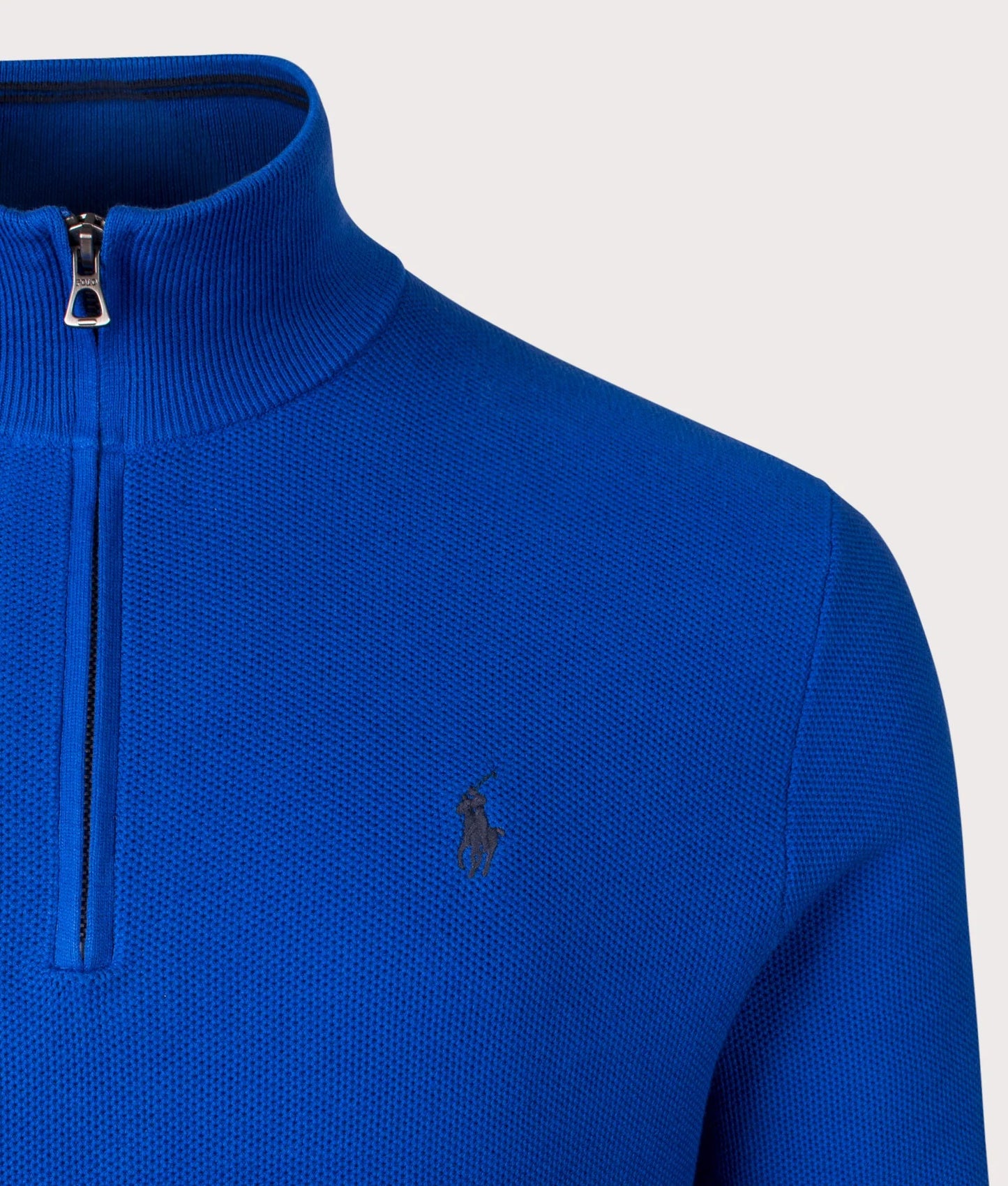Quarter Zip Contrast Logo Knit Jumper