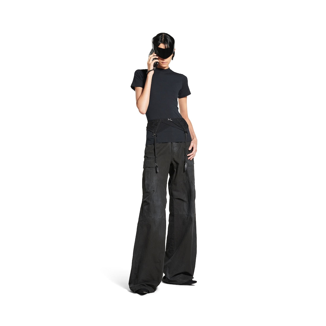 WOMEN'S LINGERIE T-SHIRT IN FADED BLACK