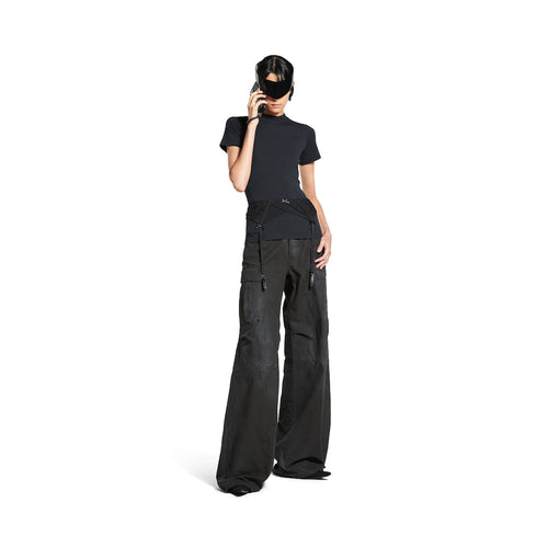 WOMEN'S LINGERIE T-SHIRT IN FADED BLACK