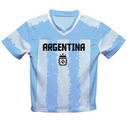 Lionel Messi Argentina National Team Vive La Fete  Football Jersey - Light Blue