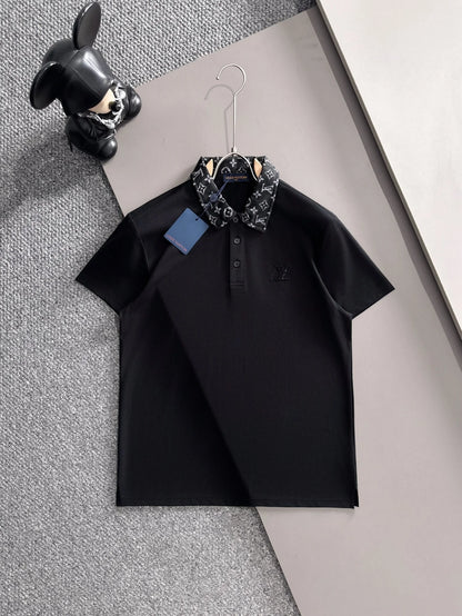 260511 New high-quality embroidered neckline jacquard patchwork design Polo shirt