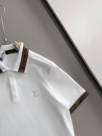 260511 New high-quality embroidered neckline jacquard patchwork design Polo shirt