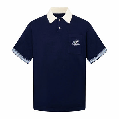 260323 New top-quality, flawlessly crafted bellflower embroidery wool-polyester POLO