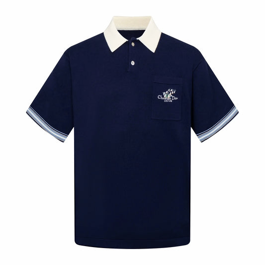 260323 New top-quality, flawlessly crafted bellflower embroidery wool-polyester POLO