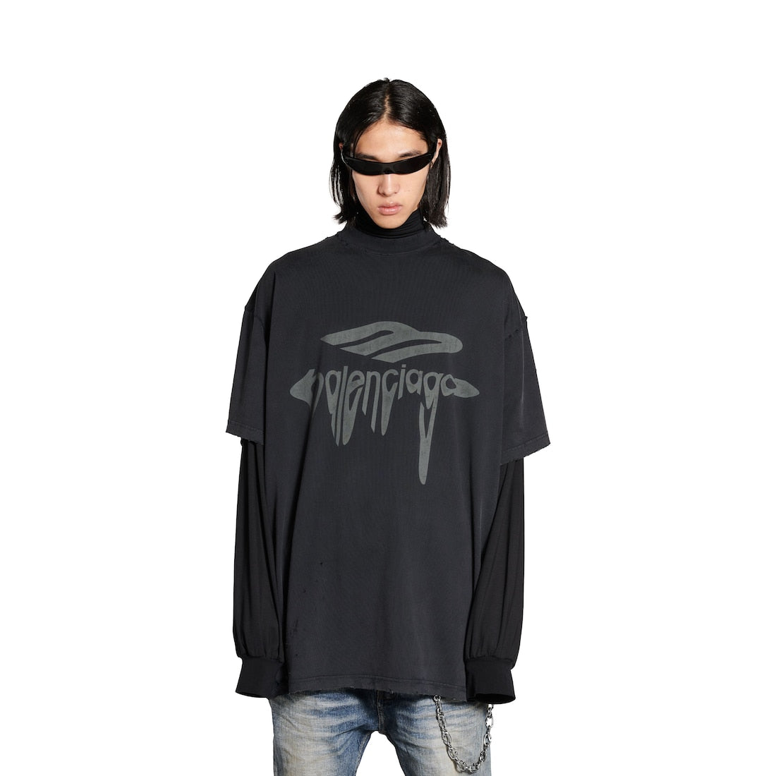 MEN'S 3B LIQUEFIED T-SHIRT OVERSIZED IN BLACK/GREY
