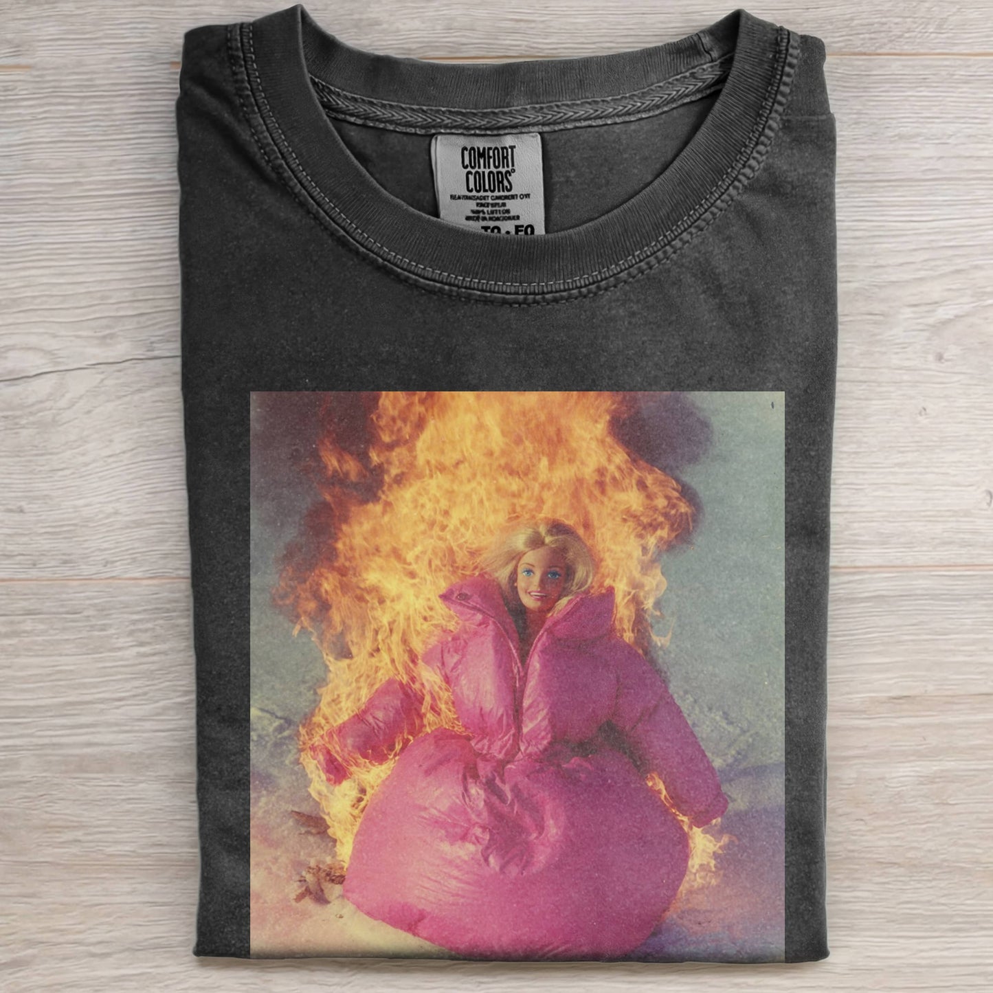 BARBIECORE-STYLE BURNING HOUSE T-SHIRT