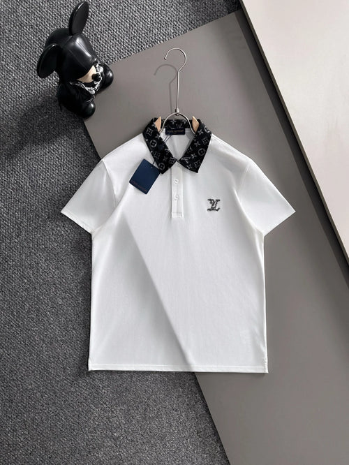 260511 New high-quality embroidered neckline jacquard patchwork design Polo shirt