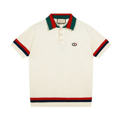 0528 Contrast color polo shirt