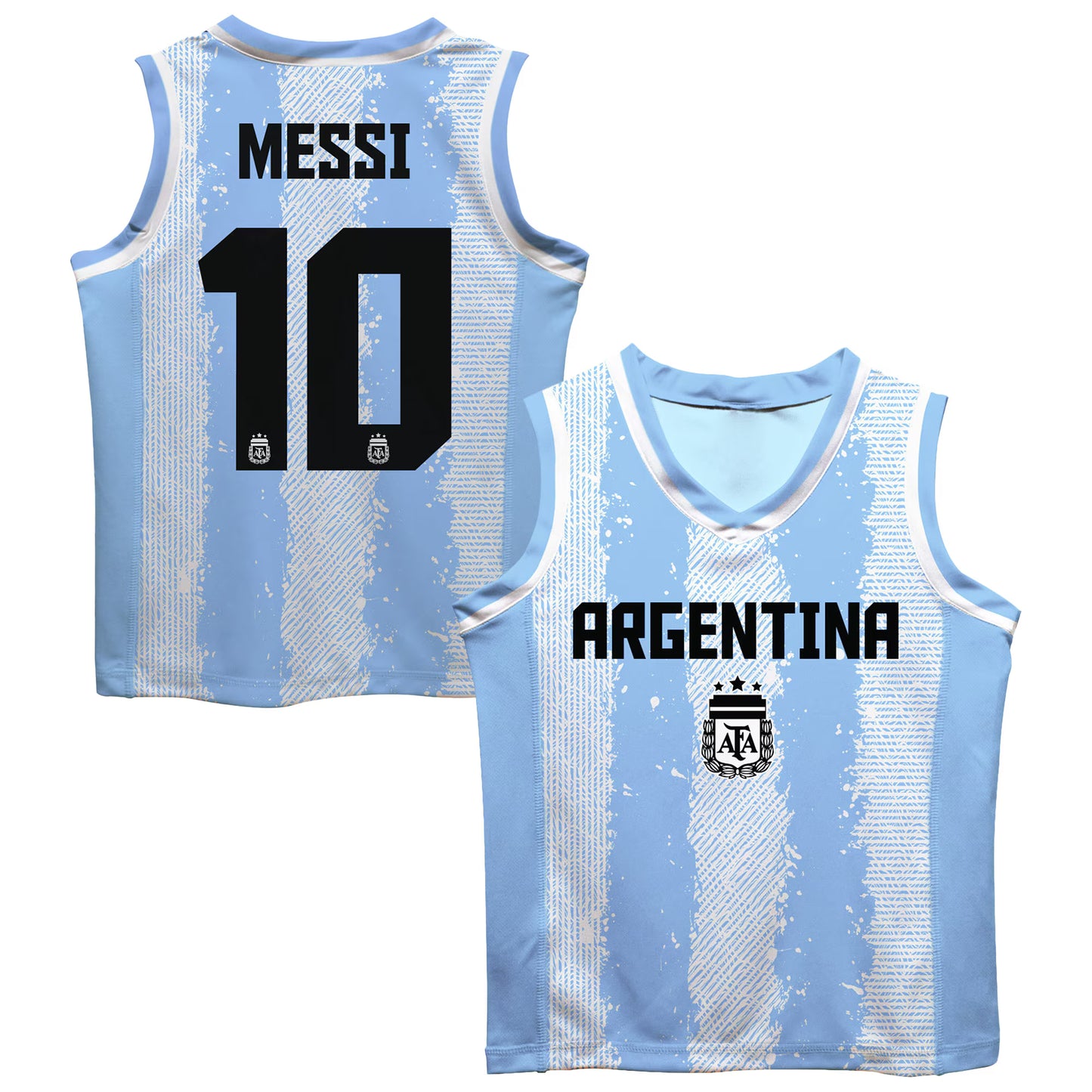 Lionel Messi Argentina National Team Vive La Fete  Mesh Basketball Jersey - Light Blue