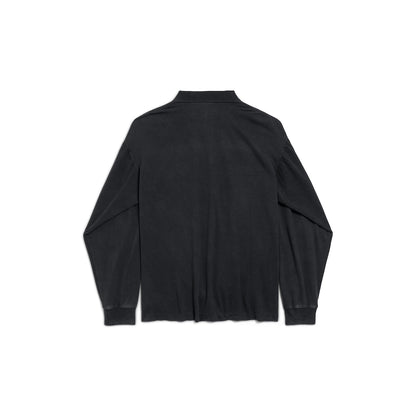 MEN'S LAUREL CLASSIC LONG SLEEVE REGULAR POLO IN FADED BLACK