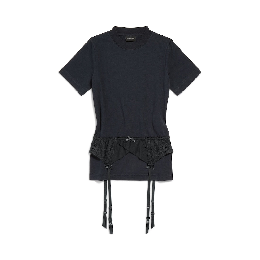 WOMEN'S LINGERIE T-SHIRT IN FADED BLACK