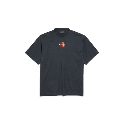 MEN'S TAPED BALENCIAGA BACK T-SHIRT MEDIUM FIT IN FADED BLACK/WHITE/RED