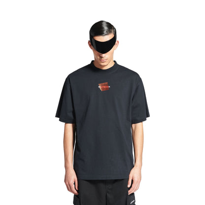 MEN'S TAPED BALENCIAGA BACK T-SHIRT MEDIUM FIT IN FADED BLACK/WHITE/RED