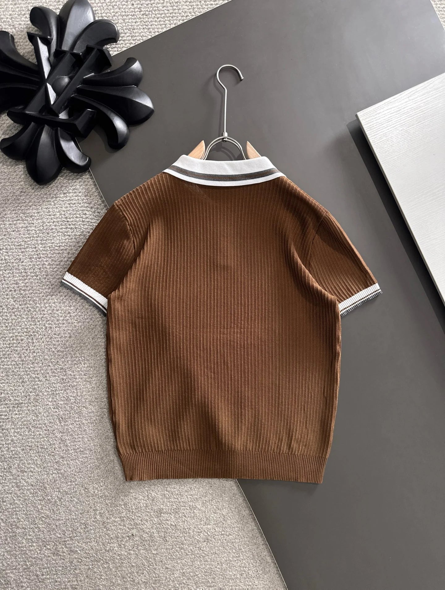 260511 New high-quality combed cotton yarn interwoven collar-neck knitted POLO