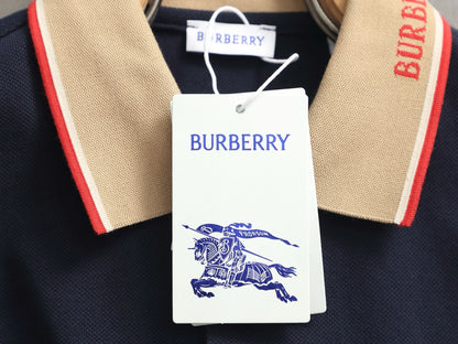 260415 New high-quality checked patchwork knit collar polo shirt