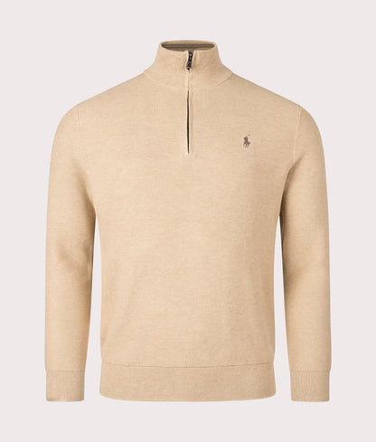 Quarter Zip Contrast Logo Knit
