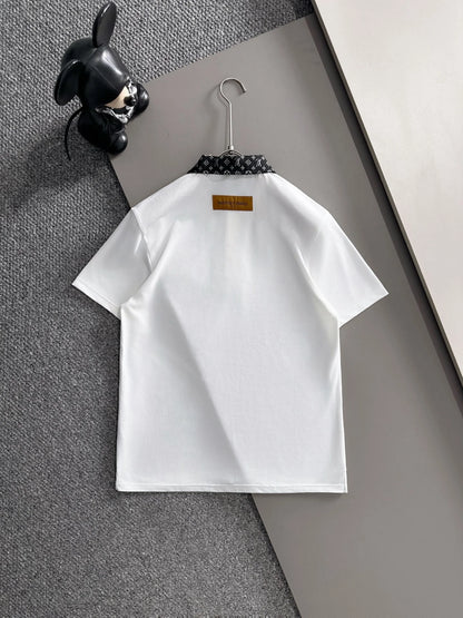 260511 New high-quality embroidered neckline jacquard patchwork design Polo shirt