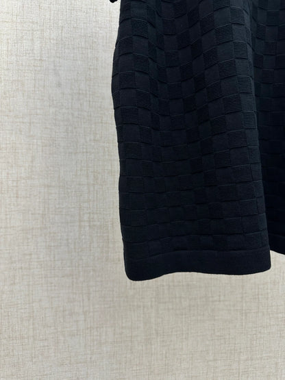 260511 New high-quality check-pattern jacquard wool jersey polo shirt