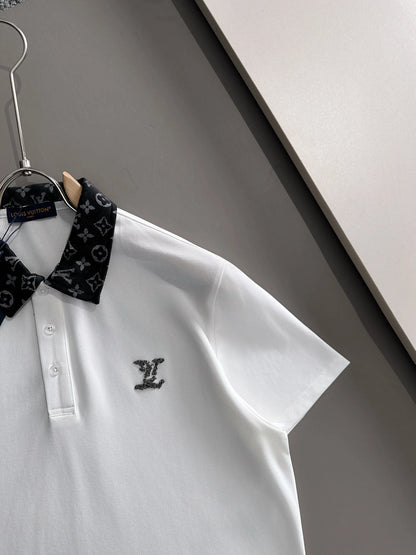 260511 New high-quality embroidered neckline jacquard patchwork design Polo shirt