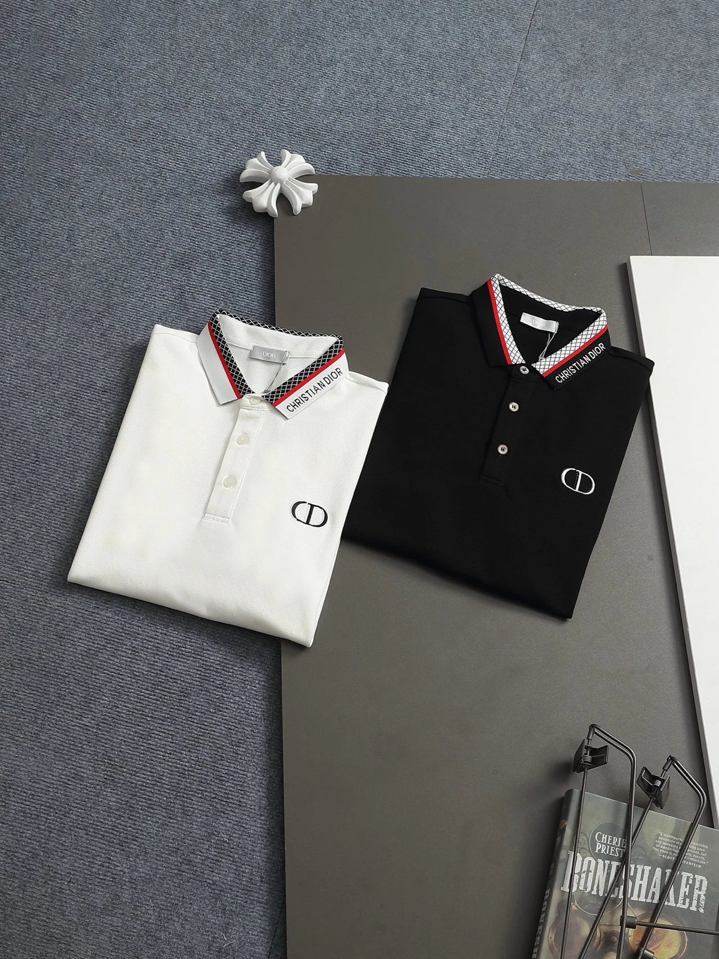 260113 New high-quality letter-stitched multi-color patch-neck Polo