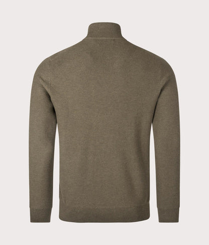 Quarter Zip Contrast Logo Knit Jumper