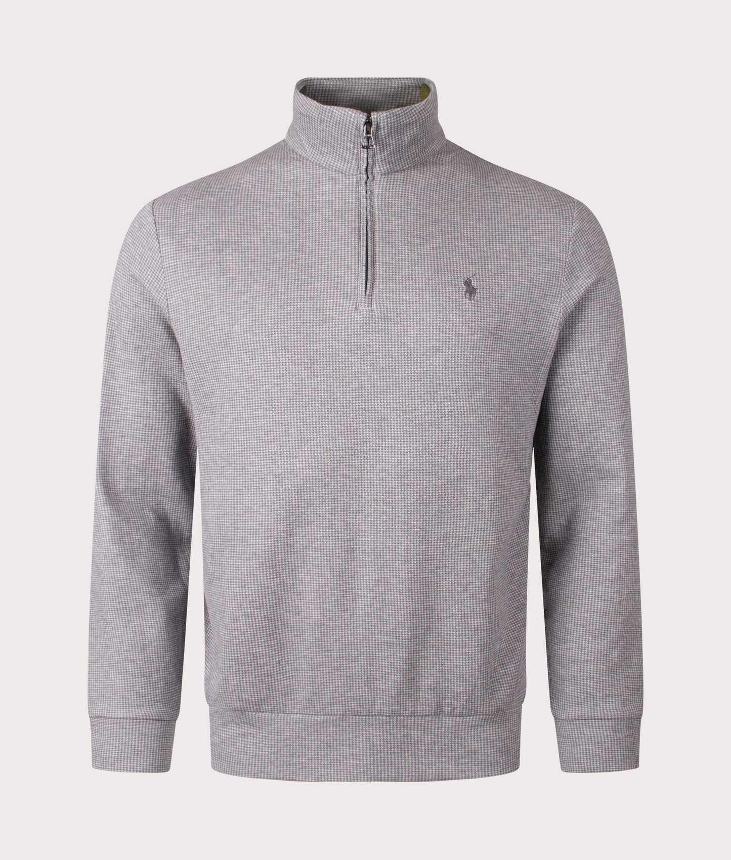 Luxury Jersey Houndstooth Quarter Zip Sweatshirt