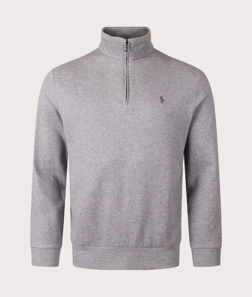 Luxury Jersey Houndstooth Quarter Zip Sweatshirt