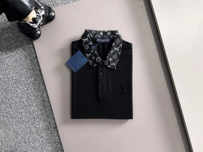 260511 New high-quality embroidered neckline jacquard patchwork design Polo shirt