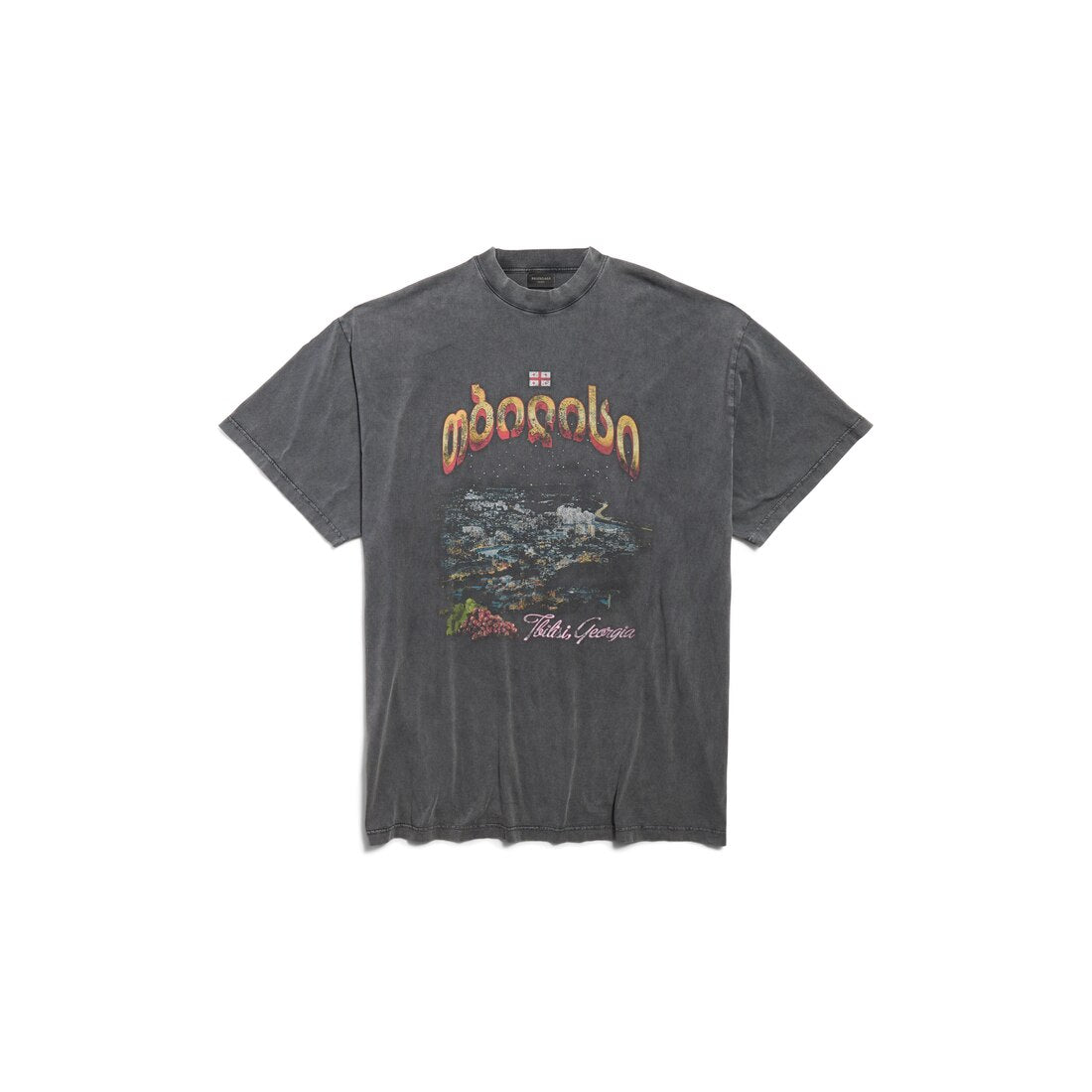 MEN'S TBILISI T-SHIRT OVERSIZED IN BLACK FADED