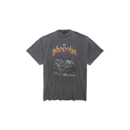 MEN'S TBILISI T-SHIRT OVERSIZED IN BLACK FADED