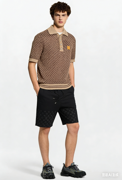 260120 New high-quality mesh thick-needle knitted short-sleeved Polo shirt