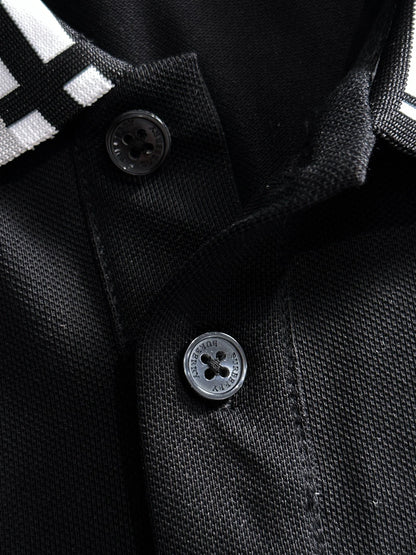 260511 New high-quality embroidered neckline jacquard patchwork design Polo shirt