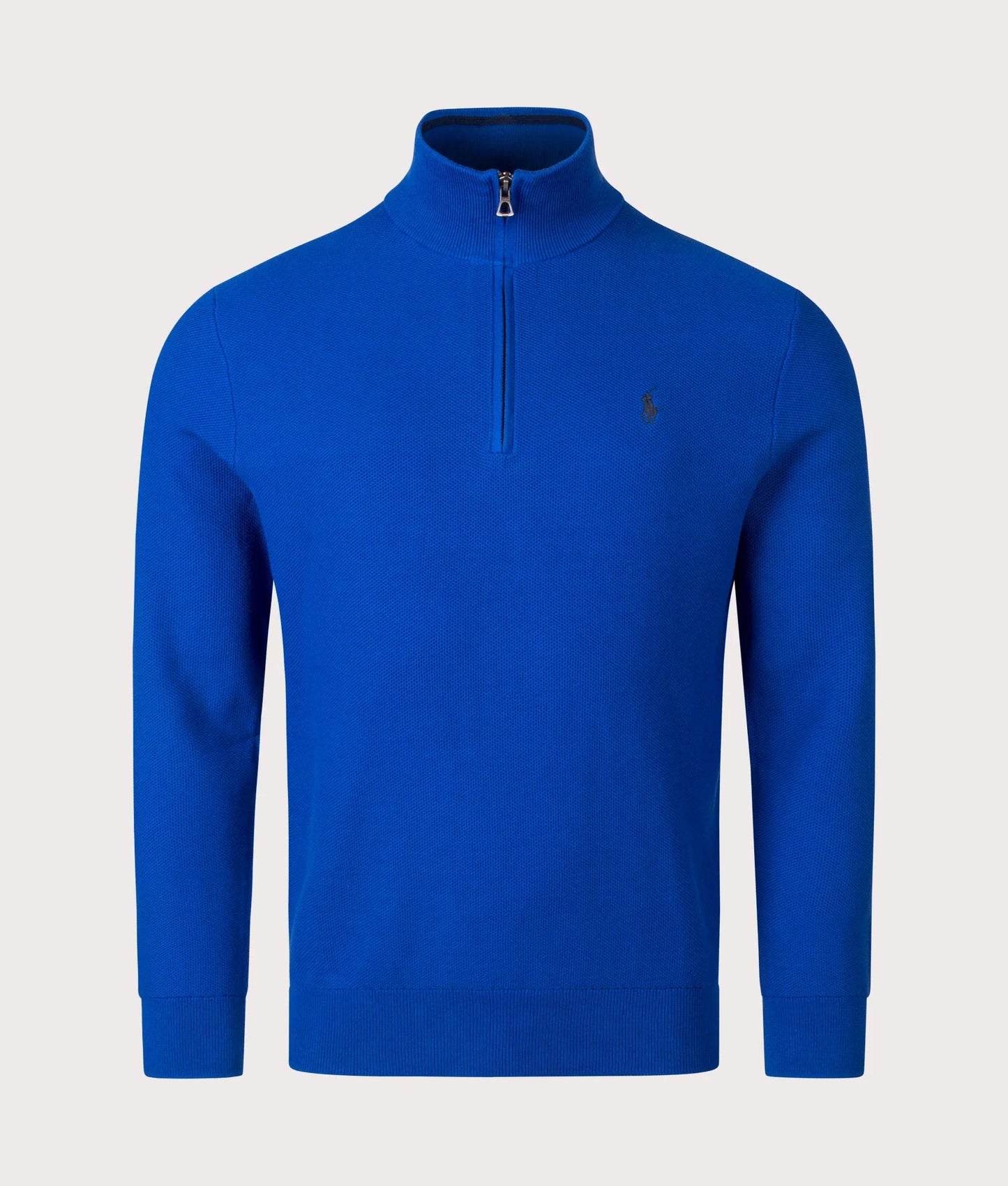 Quarter Zip Contrast Logo Knit Jumper