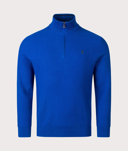 Quarter Zip Contrast Logo Knit Jumper