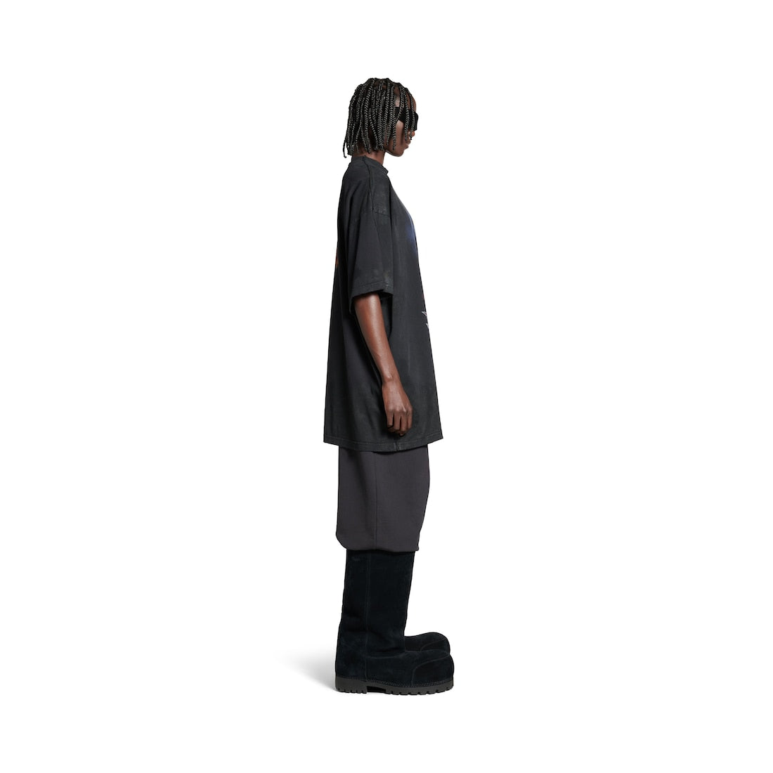 MEN'S PARIS MOON DOUBLE FRONT T-SHIRT OVERSIZED IN BLACK