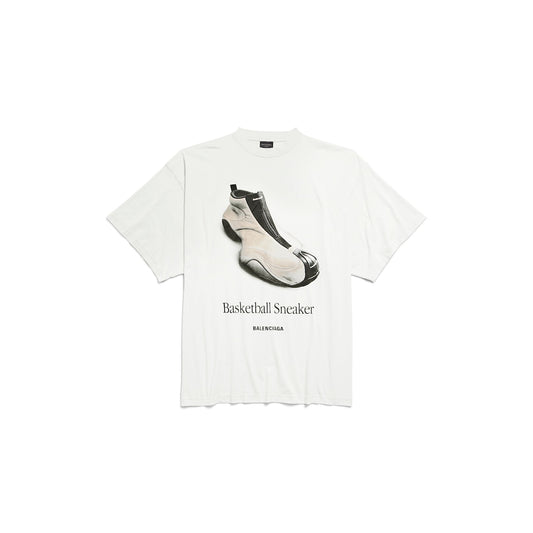 MEN'S BASKETBALL SNEAKER T-SHIRT OVERSIZED IN DIRTY WHITE