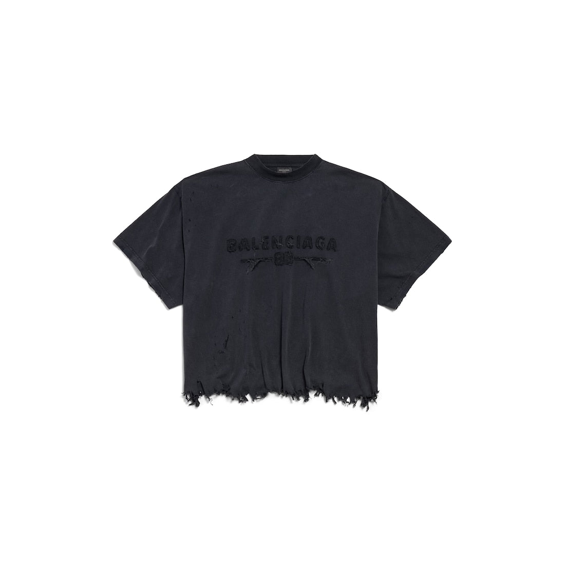WOMEN'S CROPPED T-SHIRT IN BLACK FADED