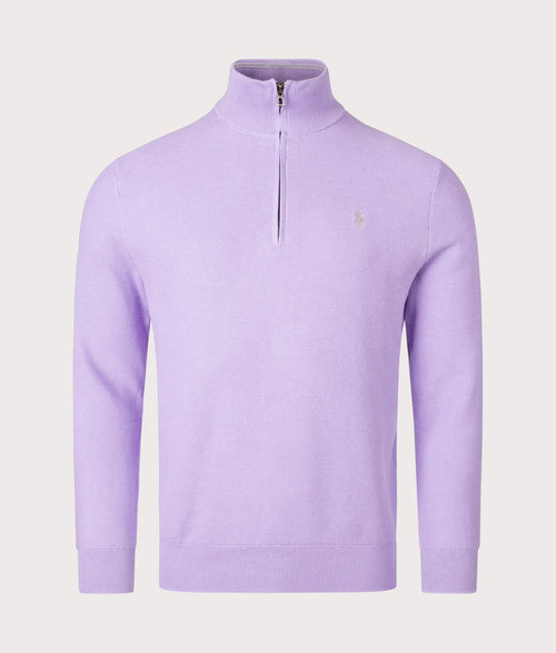 Quarter Zip Contrast Logo Knit Jumper